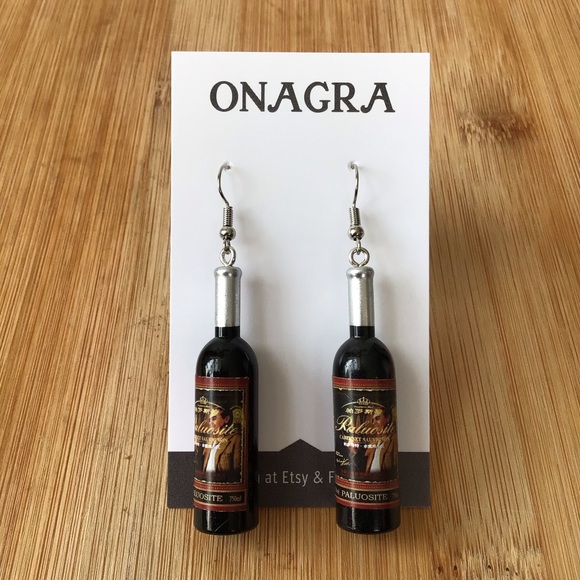 Hand Crafted Jewelry - ☀️3/$25☀️ Bottle of wine resin earrings